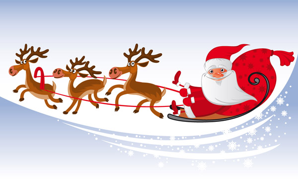 free vector Vector santa claus flying over the air